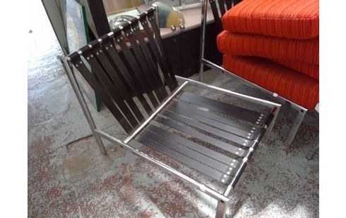 FAUTEUIL VINTAGE CHROME ET LAINE