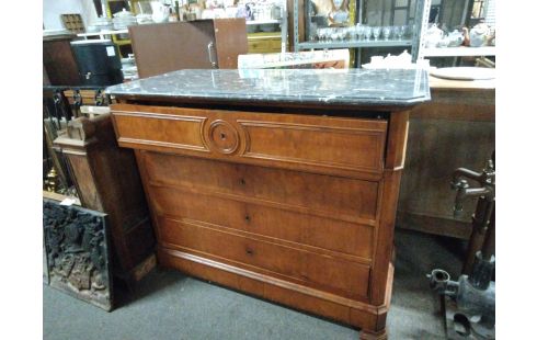 COMMODE LOUIS PHILIPPE NOYER MARBRE NOIR