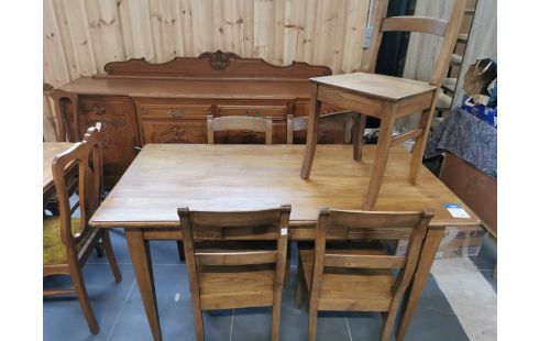TABLE DE FERME STYLE HERVE + 5 CHAISES