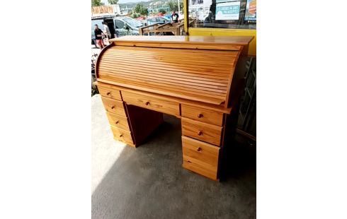 BUREAU A CYLINDRE EN PIN MASSIF