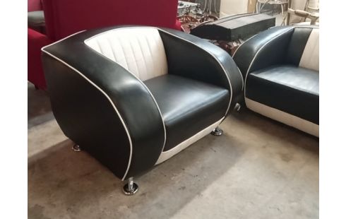 SALON DESIGN ANNEE 70 BICOLORE 3+1+1