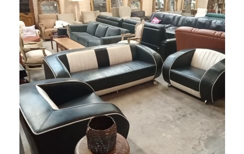 SALON DESIGN ANNEE 70 BICOLORE 3+1+1