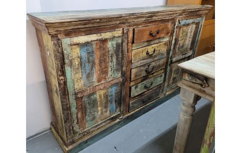 MEUBLE INDIEN 2 PORTES + 5 TIROIRS