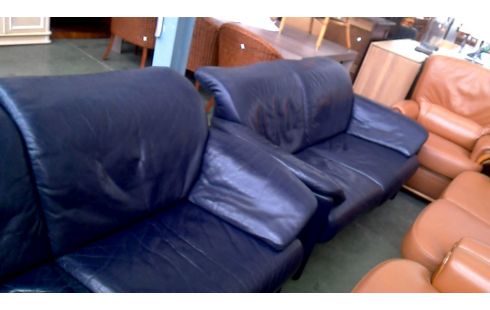 WOHNZIMMER, , SEESTÜCK BLAU LEDER