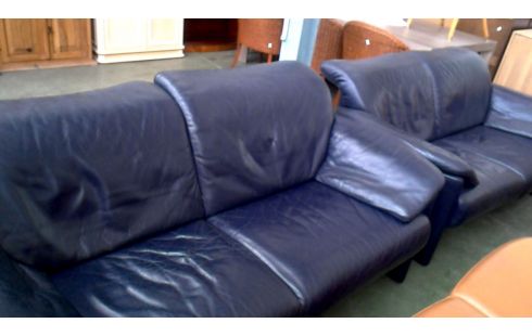 WOHNZIMMER, , SEESTÜCK BLAU LEDER