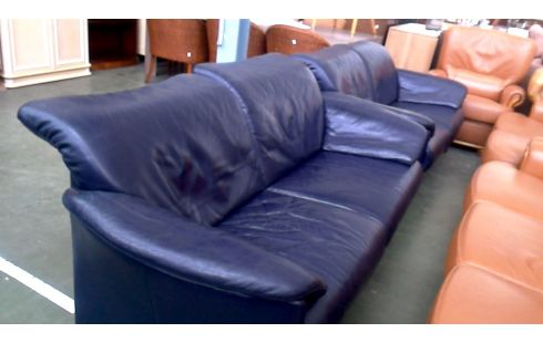 WOHNZIMMER, , SEESTÜCK BLAU LEDER