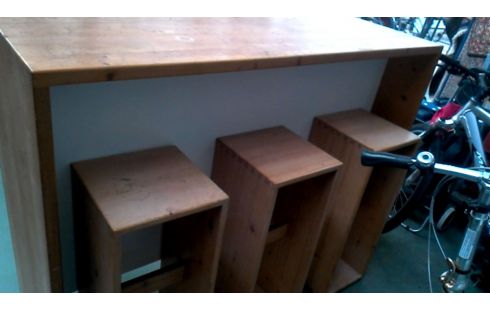 BAR, , THEKE MET, , BARHOCKER KIEFER IM VINTAGE-STIL