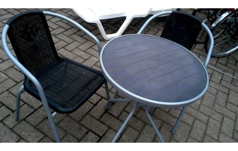 GARTENMÖBEL, , TISCH MET, , SITZ GRAU METALL PVC