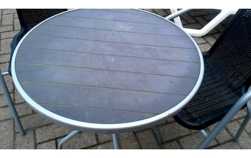 GARTENMÖBEL, , TISCH MET, , SITZ GRAU METALL PVC