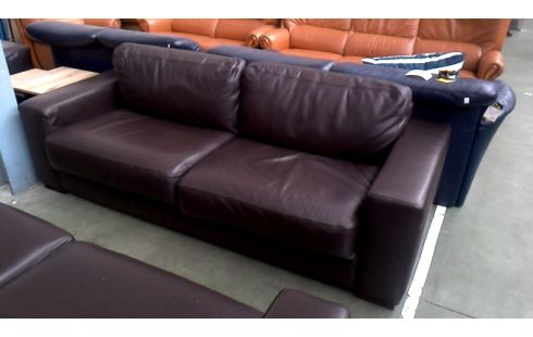 WOHNZIMMER 3 PLÄTZE BRAUN LEDER