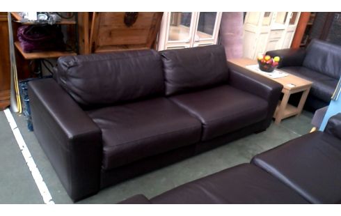 WOHNZIMMER 3 PLÄTZE BRAUN LEDER