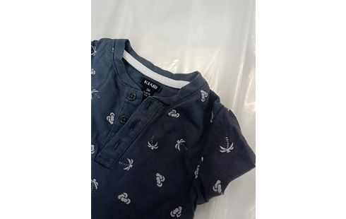 T-SHIRT GRIS MOTIF PALMIERS ET CLAQUETTES- 3MOIS