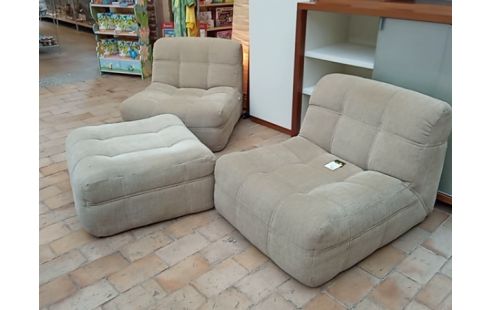 FAUTEUIL 3 PIECES VINTAGE ROLF BENZ BEIGE