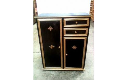 KOMMODE SCHWARZ/GOLD BEMALT GROß