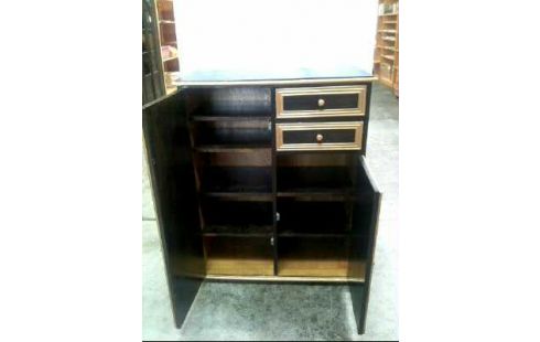 KOMMODE SCHWARZ/GOLD BEMALT GROß