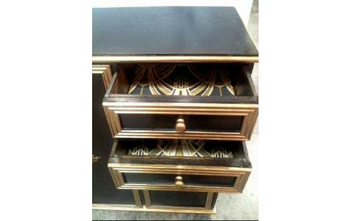 KOMMODE SCHWARZ/GOLD BEMALT GROß