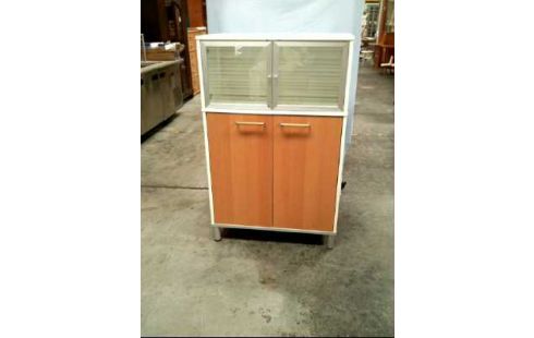 SCHRANK HOLZ/ GLAS 4-TÜREN 3-EBENEN