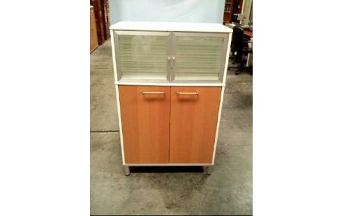 SCHRANK HOLZ/ GLAS 4-TÜREN 3-EBENEN