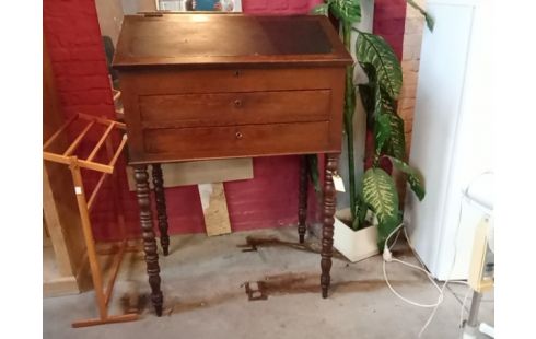 SCRIBAN CHENE FONCE 2 TIROIRS HAUT