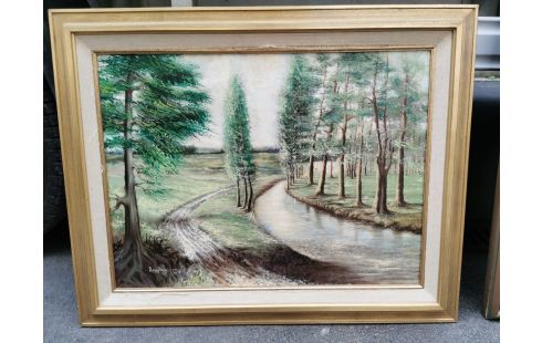 CADRE PAYSAGE RIVIÈRE SIGNÉ LOUIS VAN INGELGOME