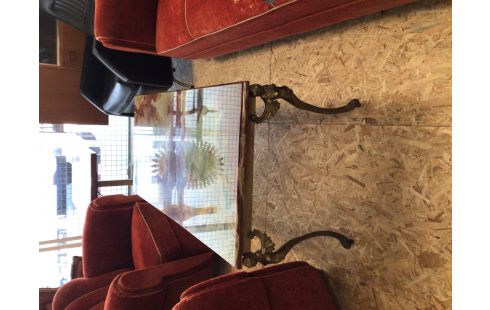 TABLE DE SALON MARBRE EN ÉTAT PIED LAITON