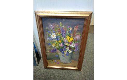 HUILE SUR CARTON BOUQUET COUTEAU