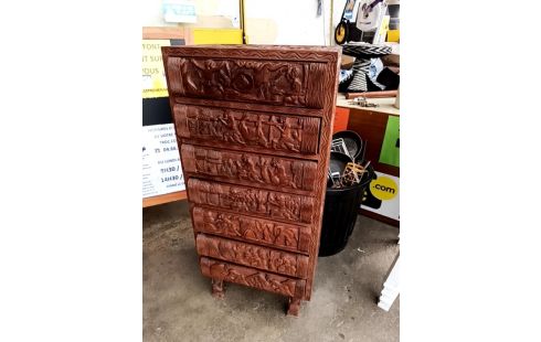 SEMAINIER AFRICAIN BOIS SCULPTÉ