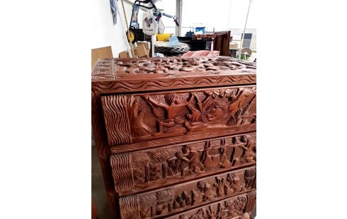 SEMAINIER AFRICAIN BOIS SCULPTÉ