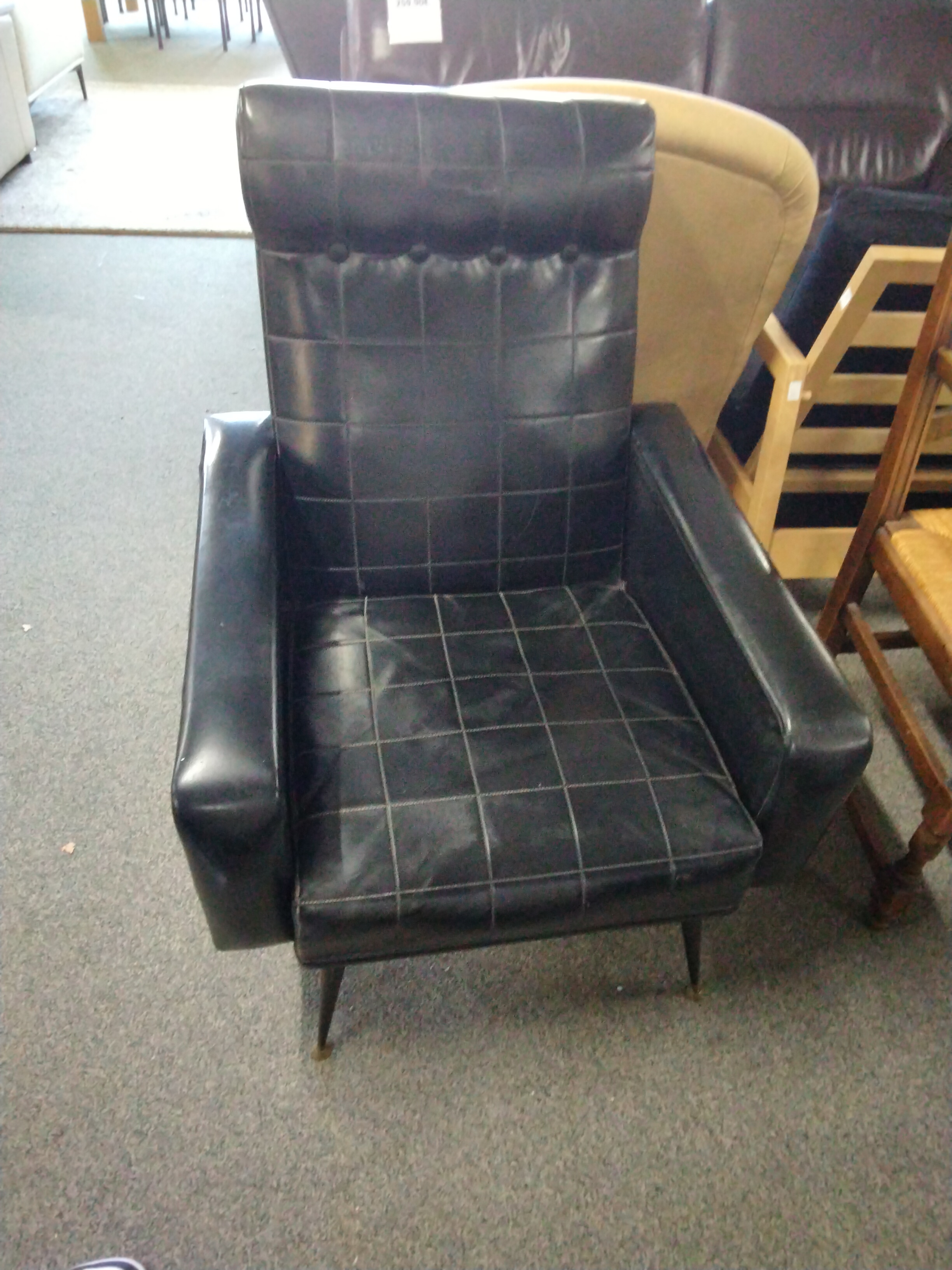 Fauteuils Vintage 1970 En Skaï Marron - Lot
