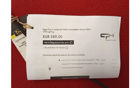 LAMPE INTÉRIEUR EXTÉRIEUR EGGY POP NEUF 389EUR