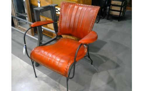 FAUTEUIL CUIR ET METAL