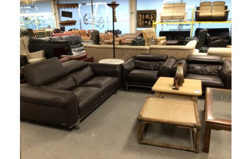 SALON 2+1+1 CUIR BRUN ROCHE BOBOIS