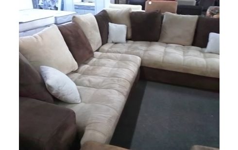 CANAPE D'ANGLE MARRON ET BEIGE