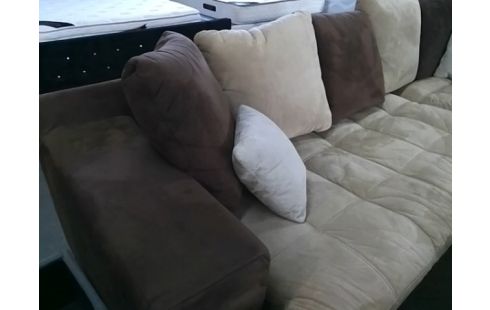 CANAPE D'ANGLE MARRON ET BEIGE