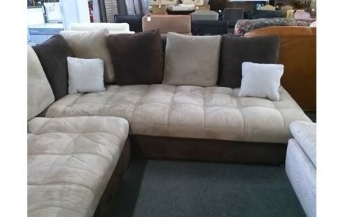 CANAPE D'ANGLE MARRON ET BEIGE