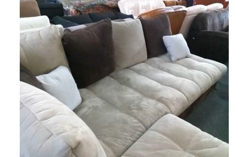 CANAPE D'ANGLE MARRON ET BEIGE