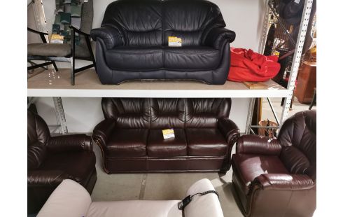 SALON CLASSIQUE 3+1+1 CUIR AUBERGINE