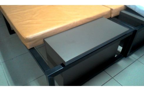 BANC NOIR METAL CLAIR BRUN CUIR L UNITE