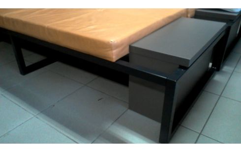 BANC NOIR METAL CLAIR BRUN CUIR L UNITE