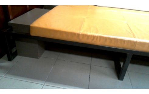 BANC NOIR METAL CLAIR BRUN CUIR L UNITE