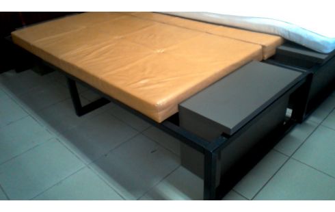 BANC NOIR METAL CLAIR BRUN CUIR L UNITE