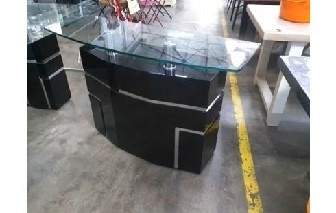 CONSOLE LAQEE ET CHROME PLATEAU VERRE