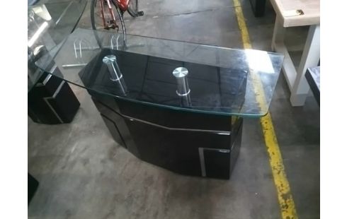 CONSOLE LAQEE ET CHROME PLATEAU VERRE