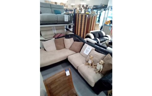 CANAPE D'ANGLE MARRON ET BEIGE DEHOUSSABLE