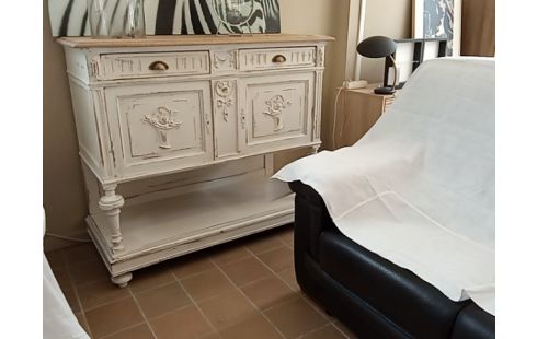 MEUBLE PATINÉ BLANC 2P 2T