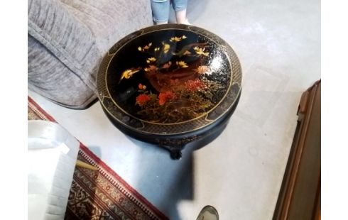 TABLE RONDE ASIATIQUE PLATEAU VERRE