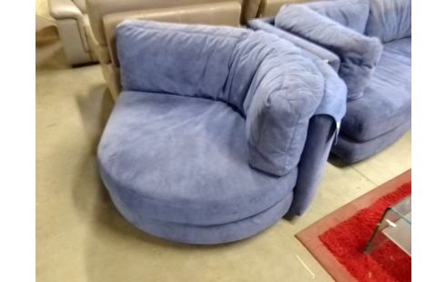 SALON D'ANGLE ALCANTARA BLEU + 1 FAUTEUIL