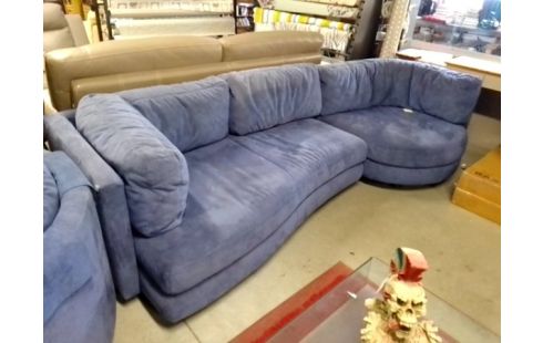 SALON D'ANGLE ALCANTARA BLEU + 1 FAUTEUIL