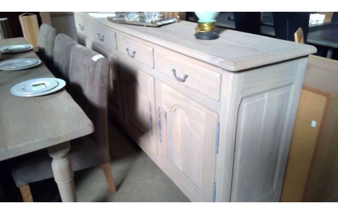 BUFFET BAS CHENE MASSIF 4 PORTES / 4 TIROIRS