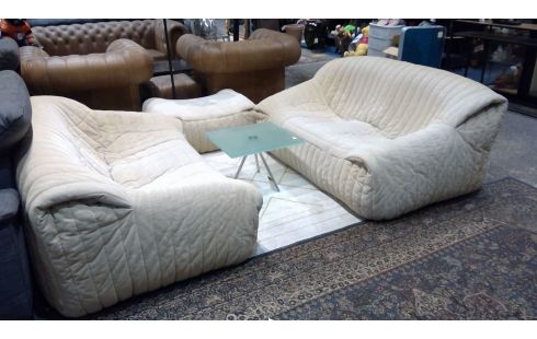 CANAPES CINNA SANDRA 2 X 2 PLACES + OTTOMAN TISSU